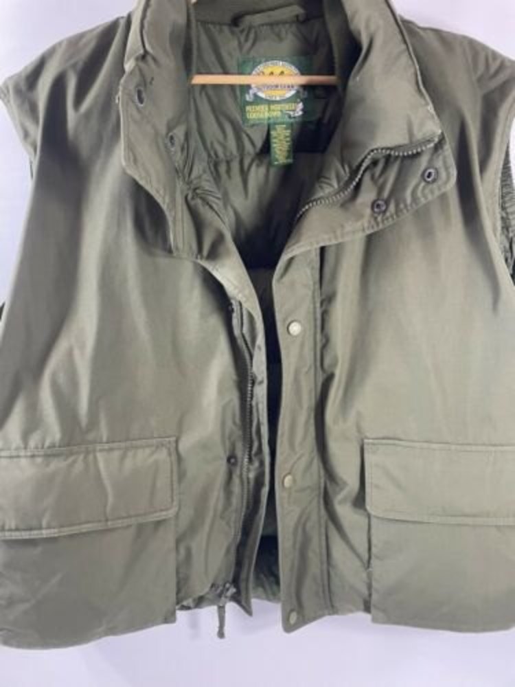 Cabelas Mens 2XL XXL Regular Premier Northern Goose Down Puffer Vest Army Green